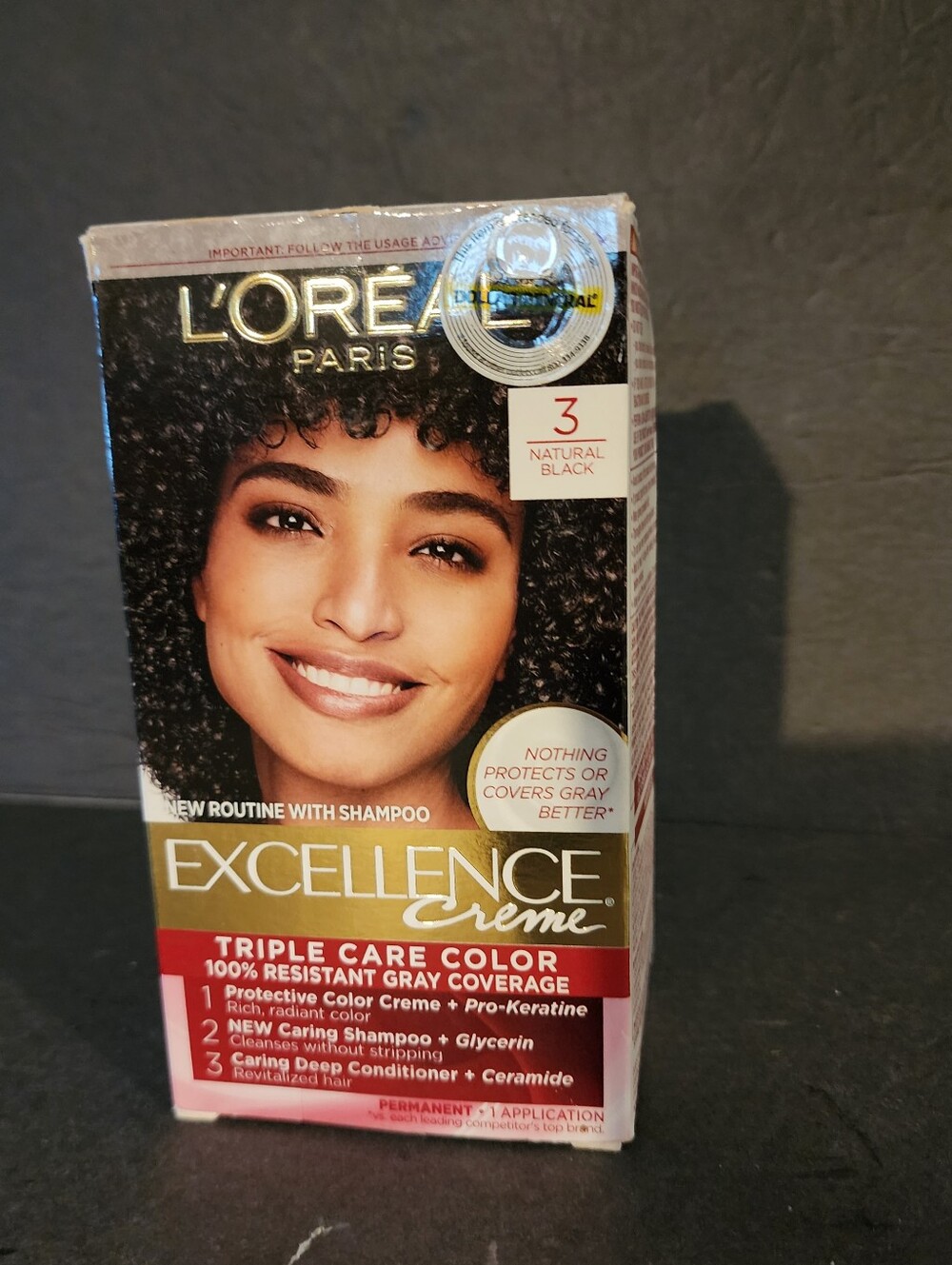 L'Oreal Paris Excellence Creme Permanent Triple Care Color 3 Natural Black New